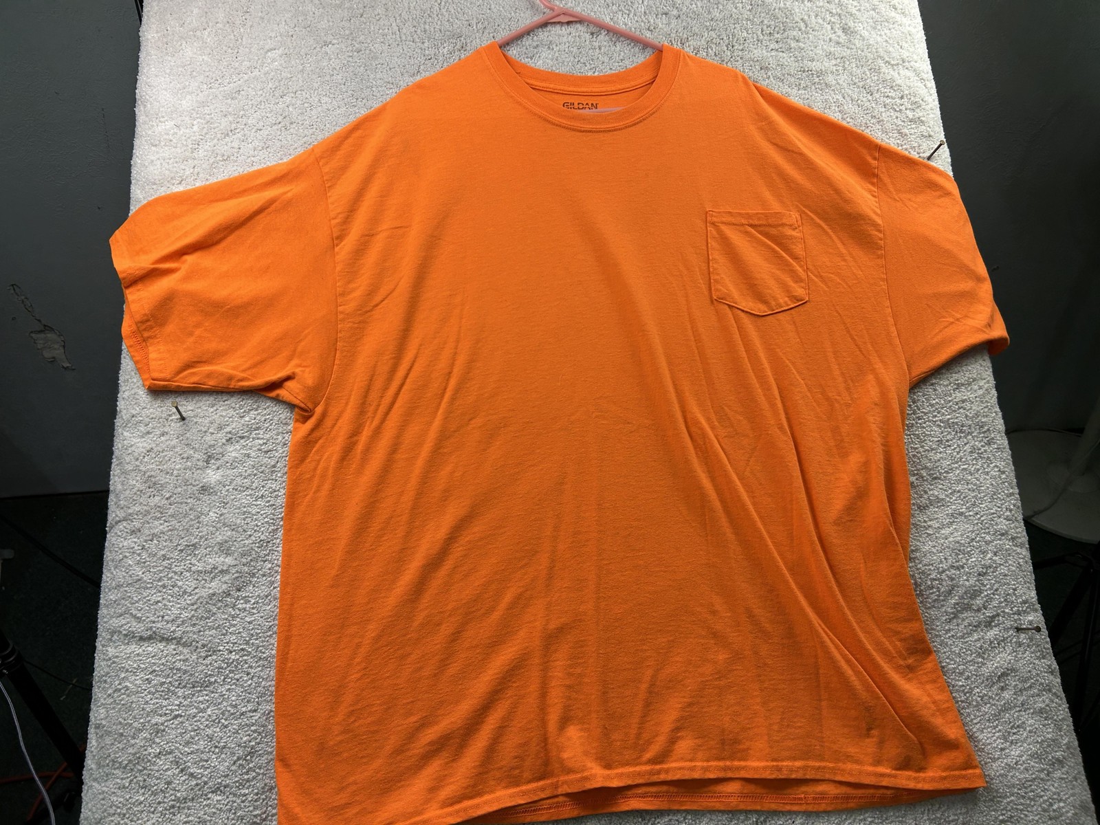 Gildan DryBlend Shirt Mens 3XL Orange Pocket Tee Crewneck Tagless Short Sleeve