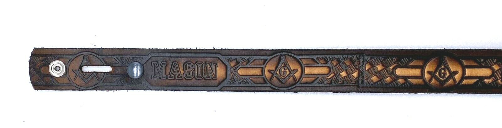 MASONS MASONIC EMBOSSED GENUINE COWHIDE LEATHER BELT SIZE 26-48 USA MADE