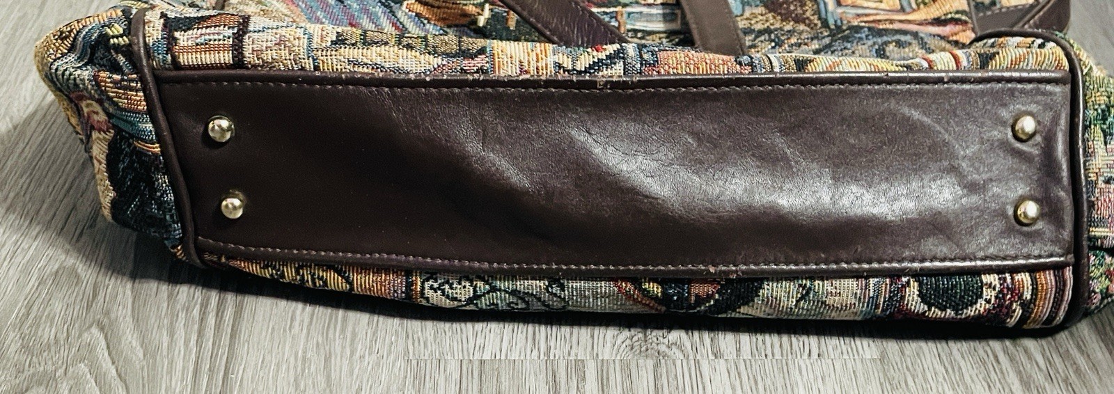 Vintage Sas Needlepoint Tapestry Shoulder Bag Purse Cafe Scene Boho Western