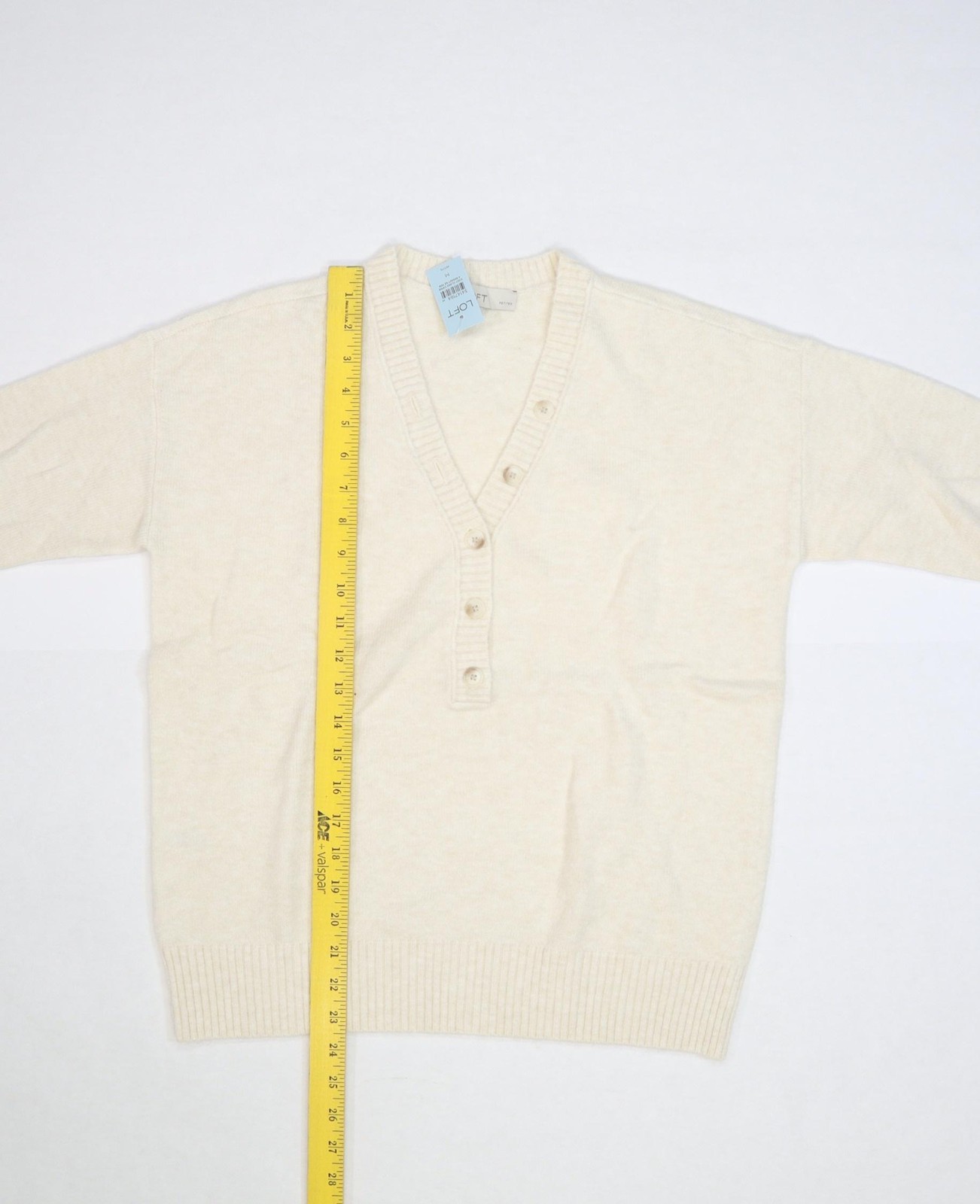 LOFT Sweater Womens Medium Petite V Neck Button Pullover Cozy Knit Acrylic Blend