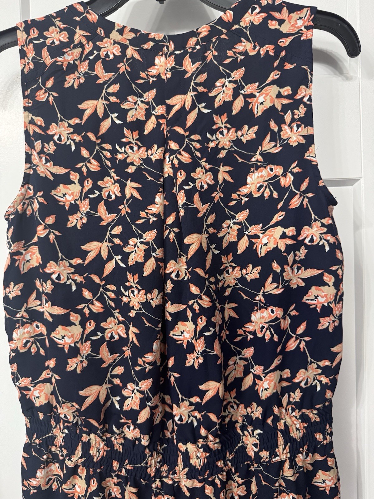 Dalia Women’s Navy/Pink Floral V-Neck Sleeveless Elastic Waist Jumpsuit