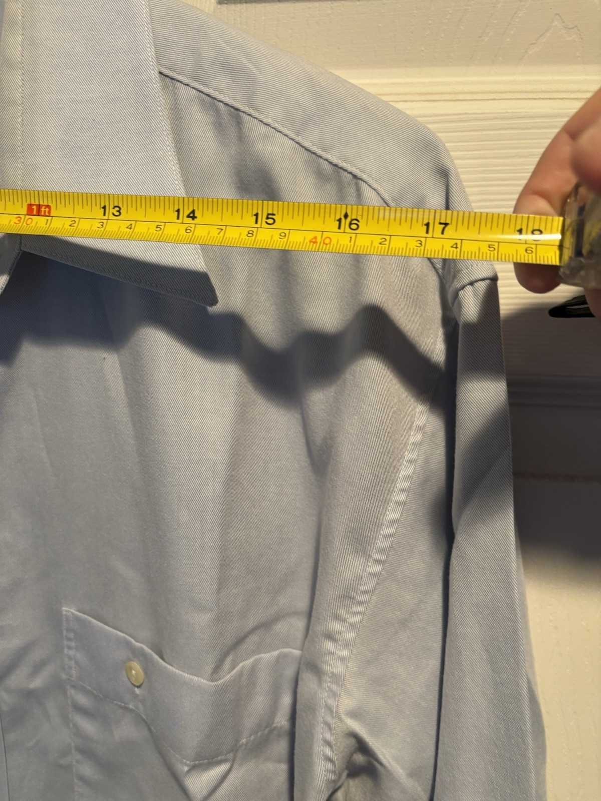 Eton Etastar Blue Cotton Twill Solid Regular Fit Dress Shirt 16 32/33 Pocket