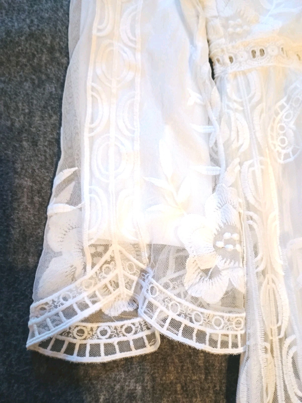 Lace cotton/ poly wedding dress long sleeve. Sz S