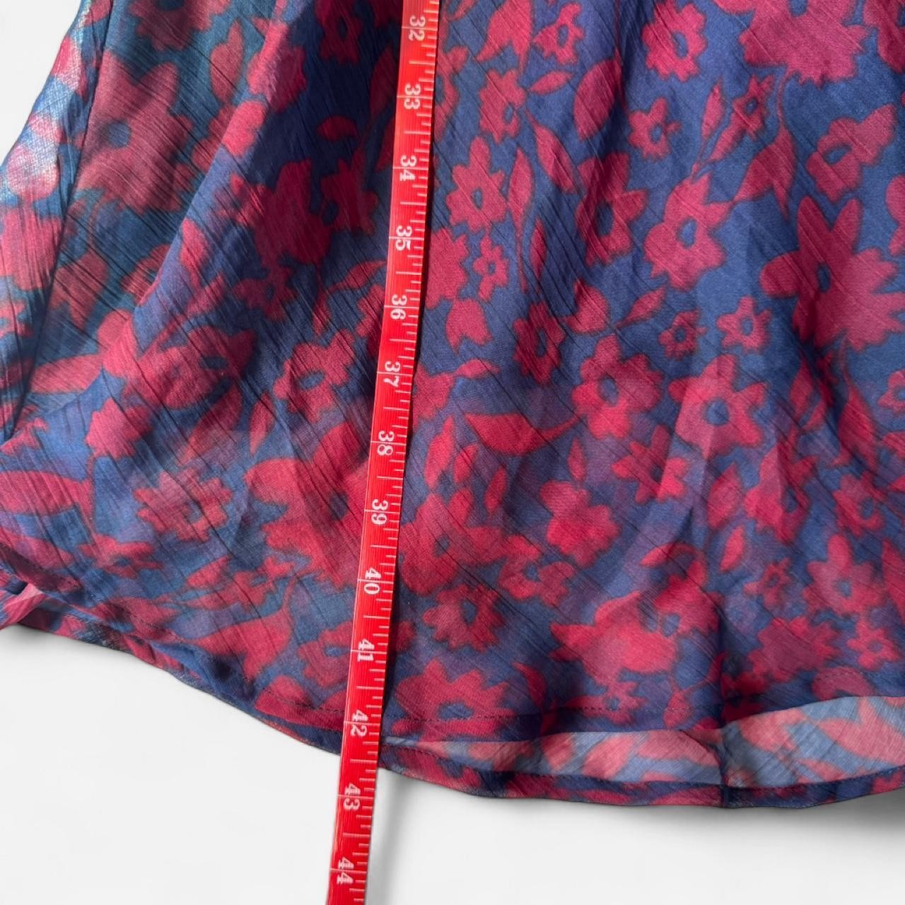 Vintage Delia’s Red Floral Print Button-Up Dress with Ruched Waist, Size Medium