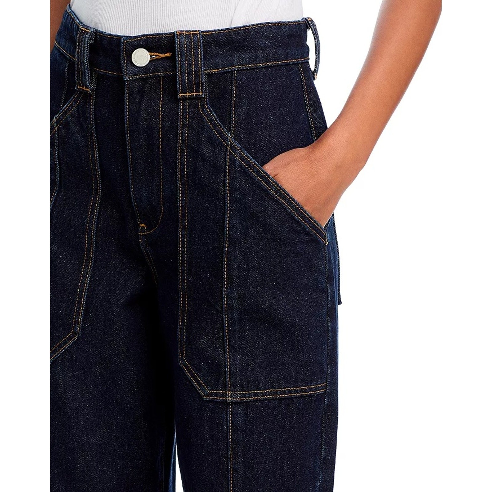 BlankNYC Women Deep Down Dark Wash Denim Wide Leg Utility Jeans Size 25