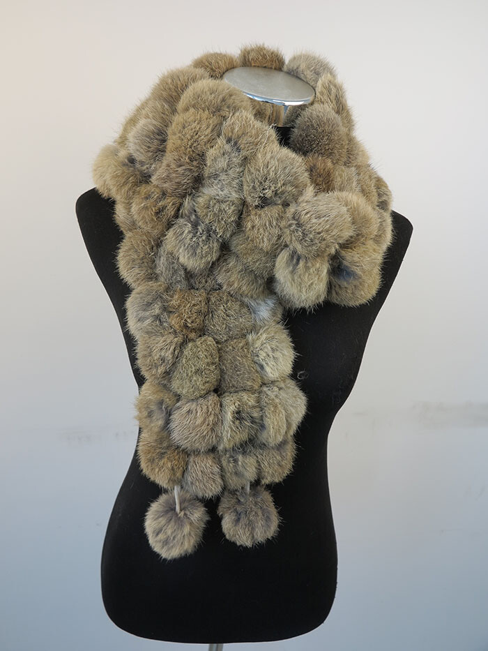 100% real rabbit fur pom poms scarf/ cape/ wrap 7 wonderful color available