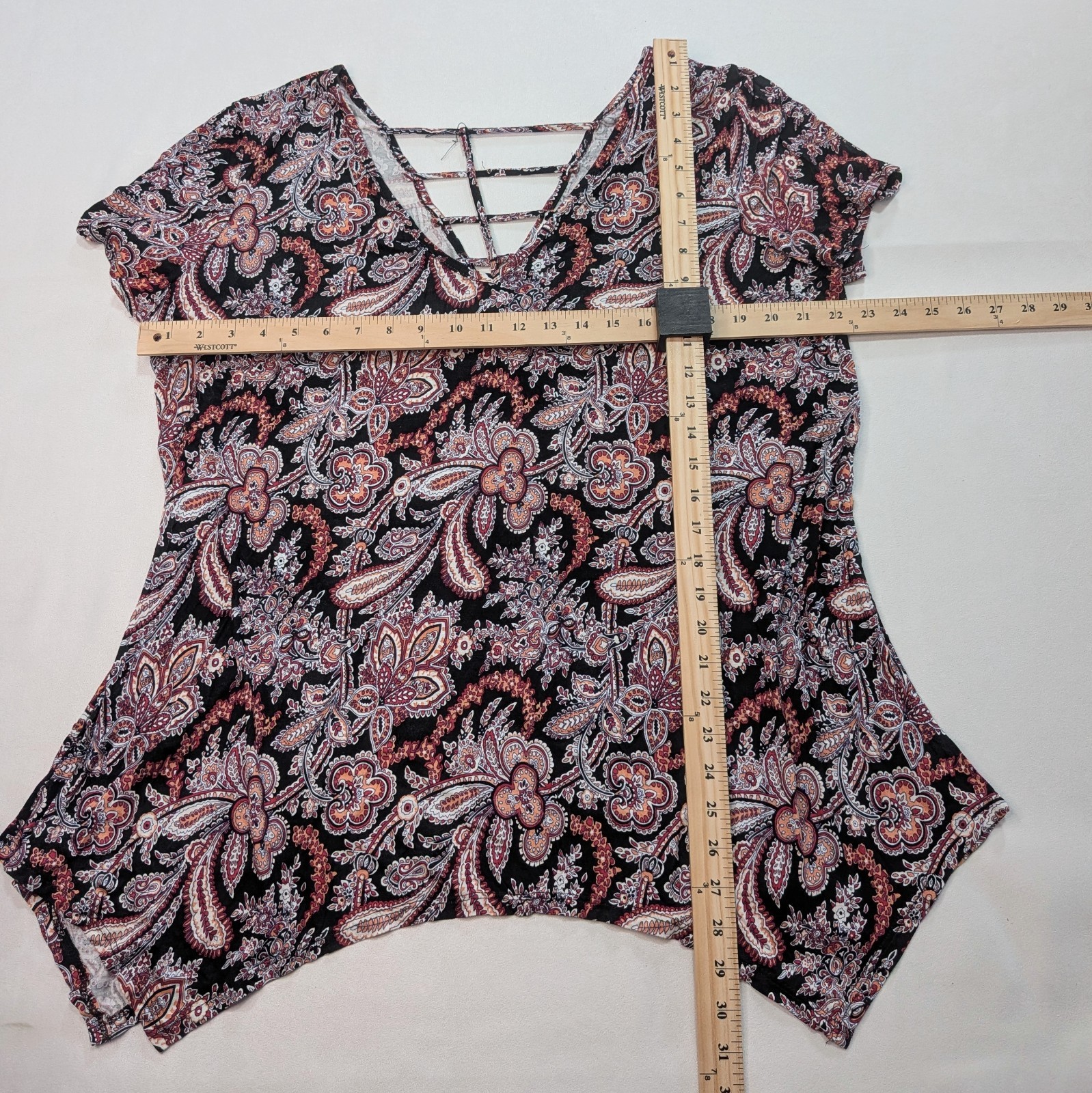 Daytrip Brand multi-color Sleeve Poly/spandex Blouse XXL deep V back