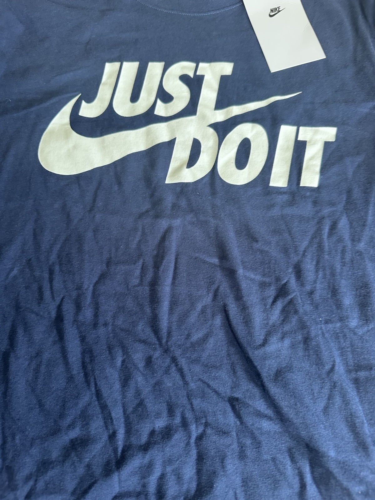 Nike Men’s Sportswear Just Do It 100% Cotton T-Shirt Navy Blue White Logo Small