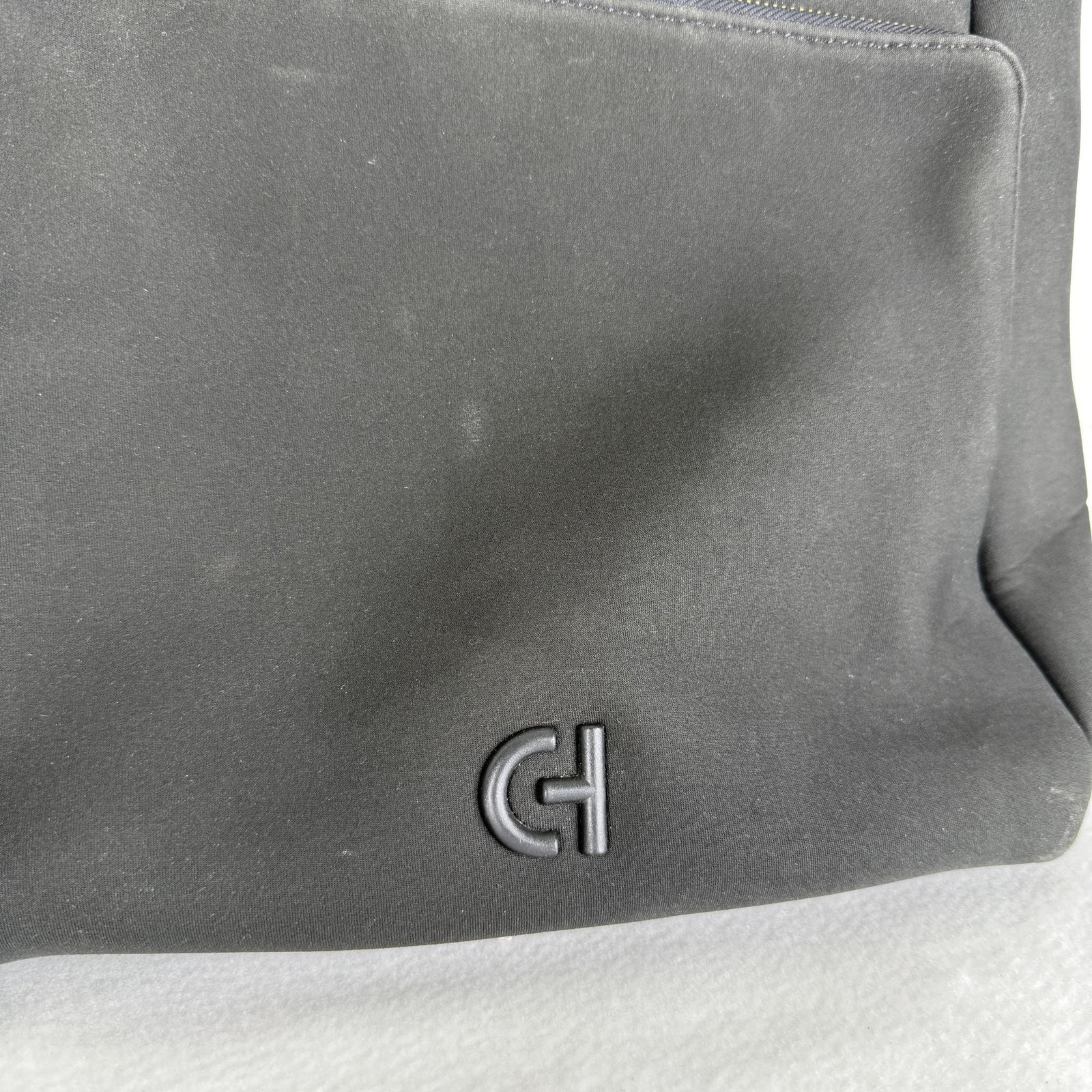 Cole Haan Backpack Grand Ambition Neoprene Large Black Leather Trim Travel Bag