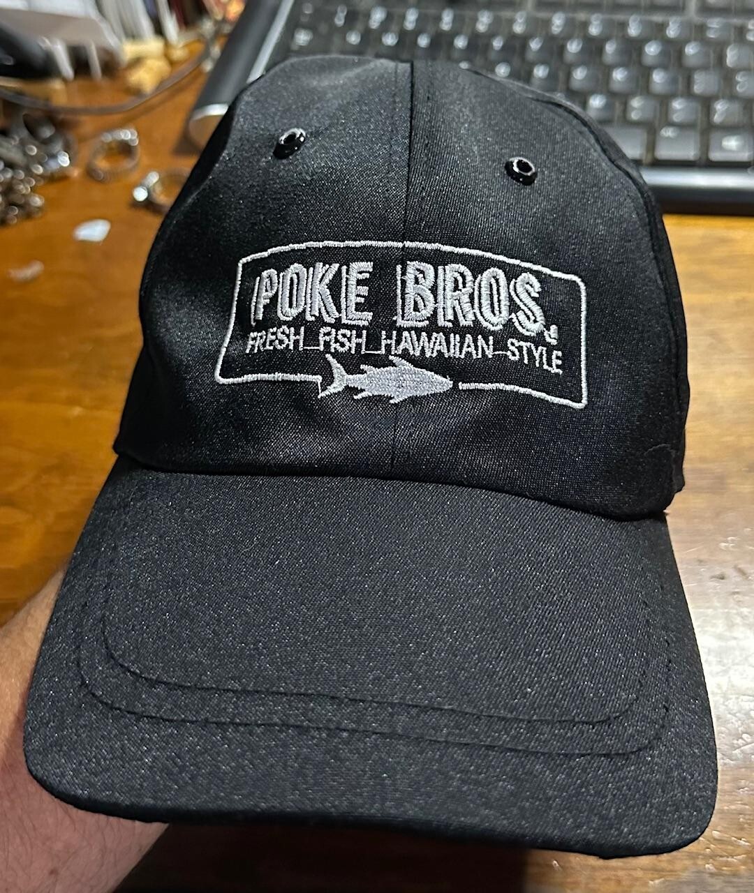 Poke Bros. Sushi Hawaiian Style Black Employee Work Uniform Baseball Hat Cap QP