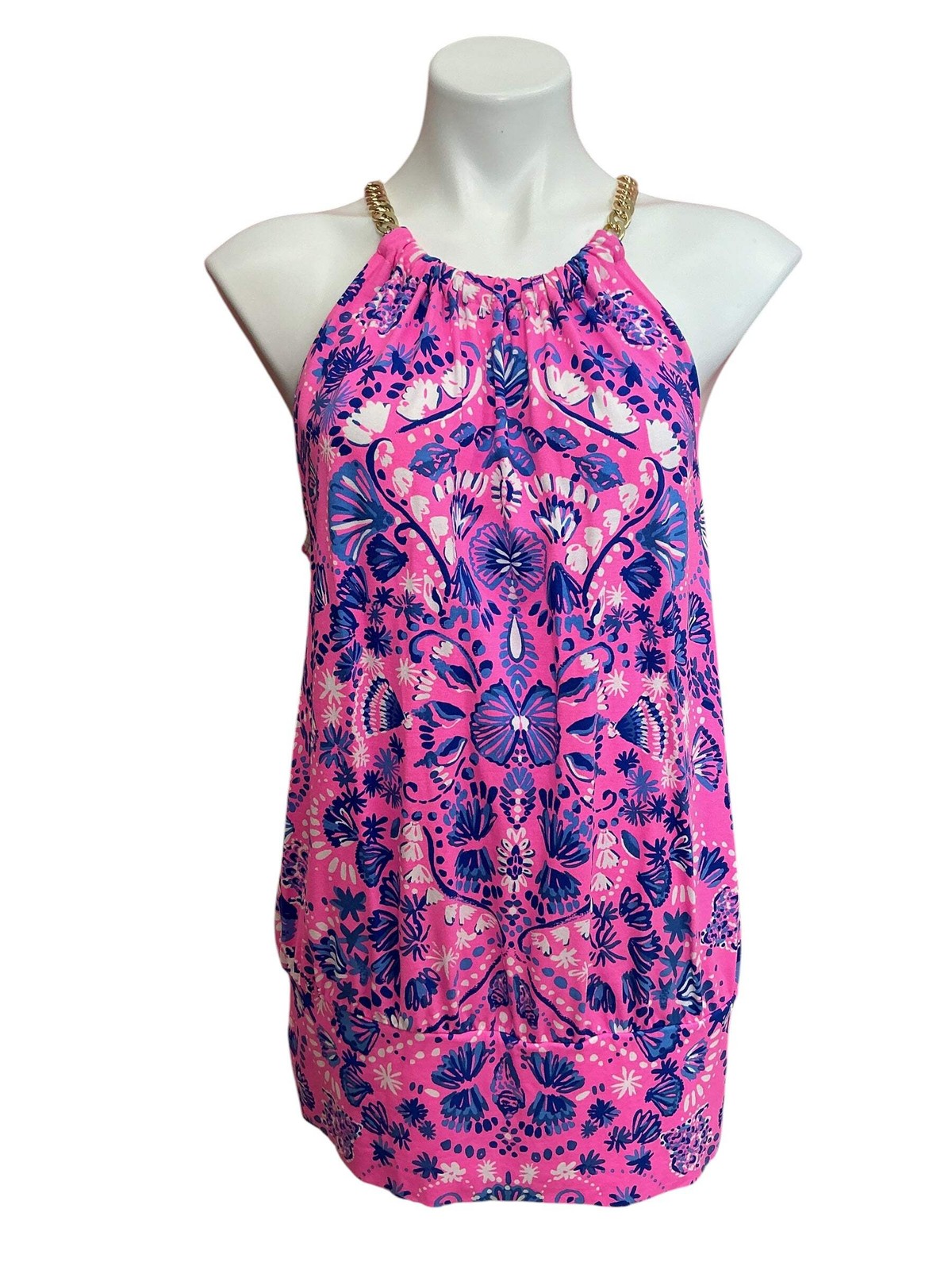 Lilly Pulitzer Bowen Halter Top Havana Pink Turtle Tidepool Engineered – Size XL