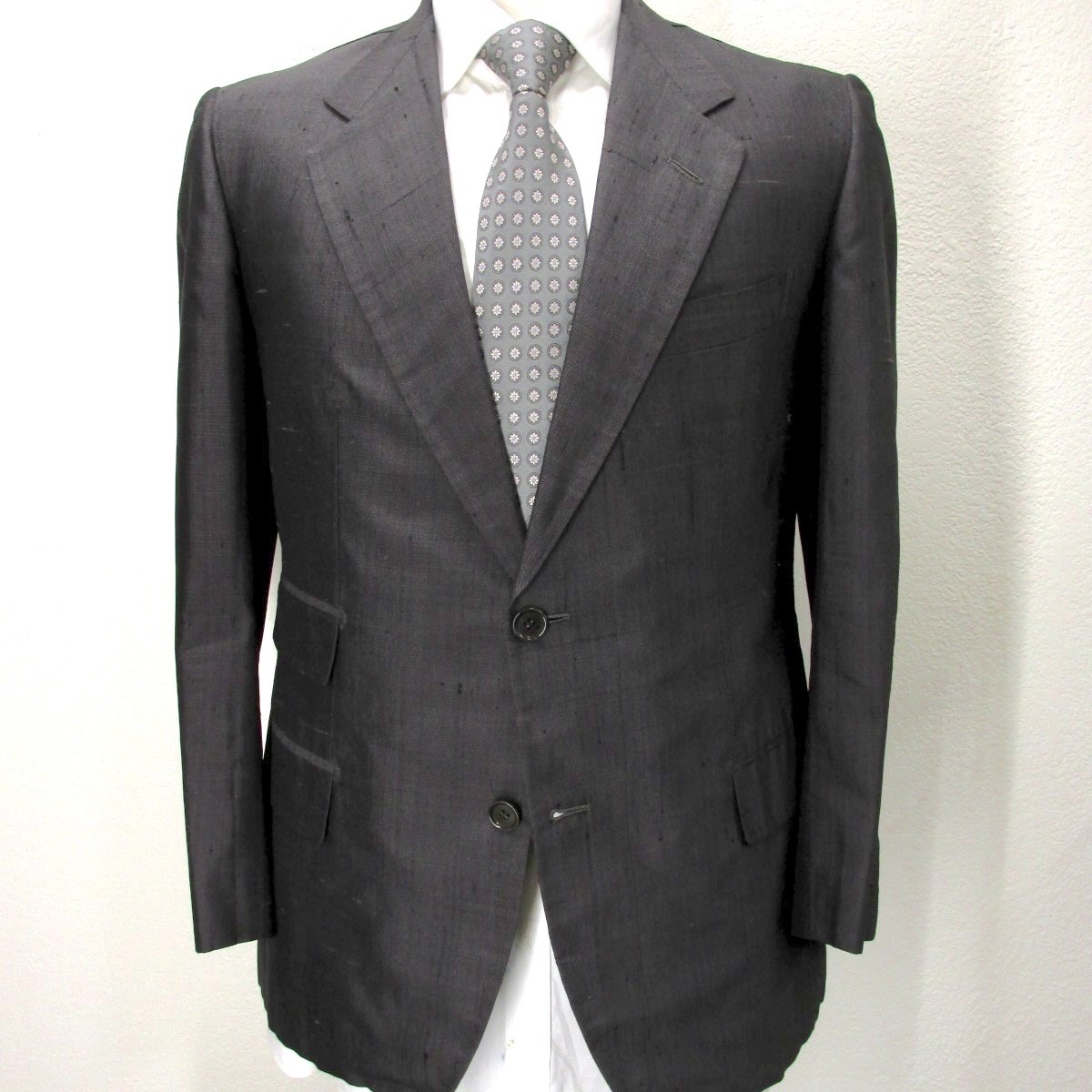 Bespoke SARTORIA CANIGLIA Gray Slubby Sharkskin suit two pants 36 S Mint! DD69