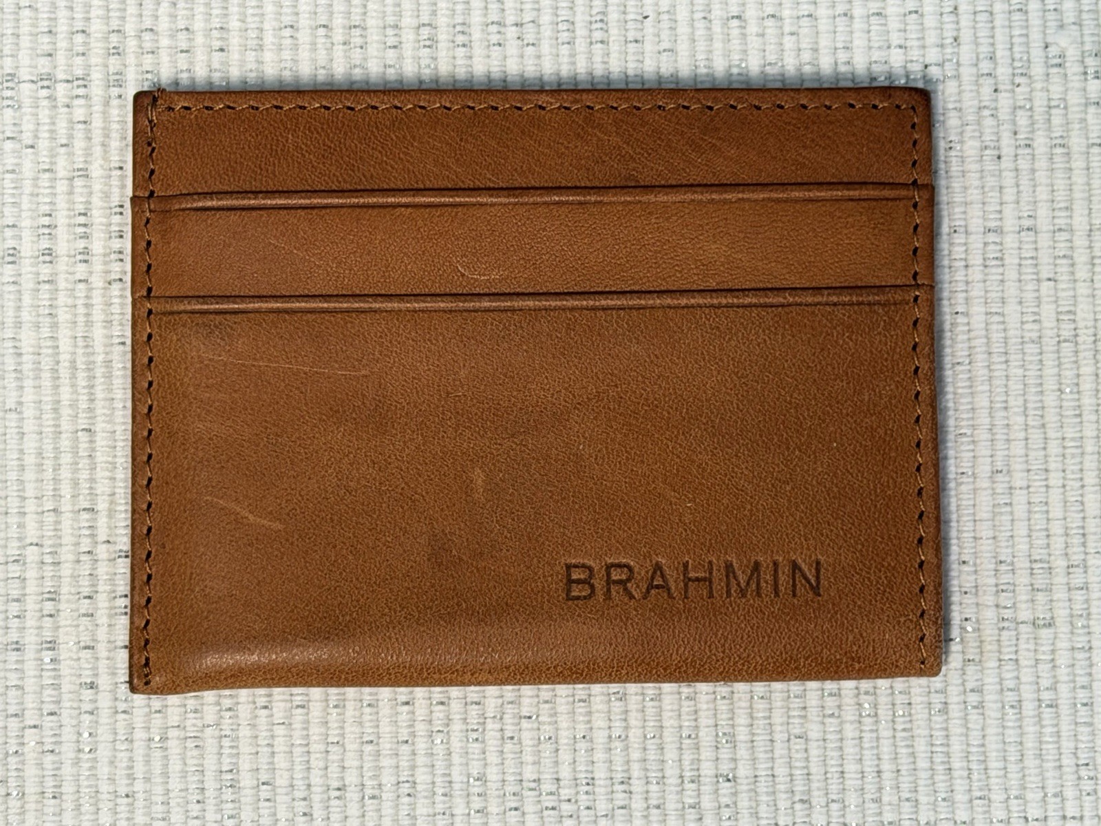Brahmin Brown Leather Women’s Card Case Business/Credit Holder w/ ID Window