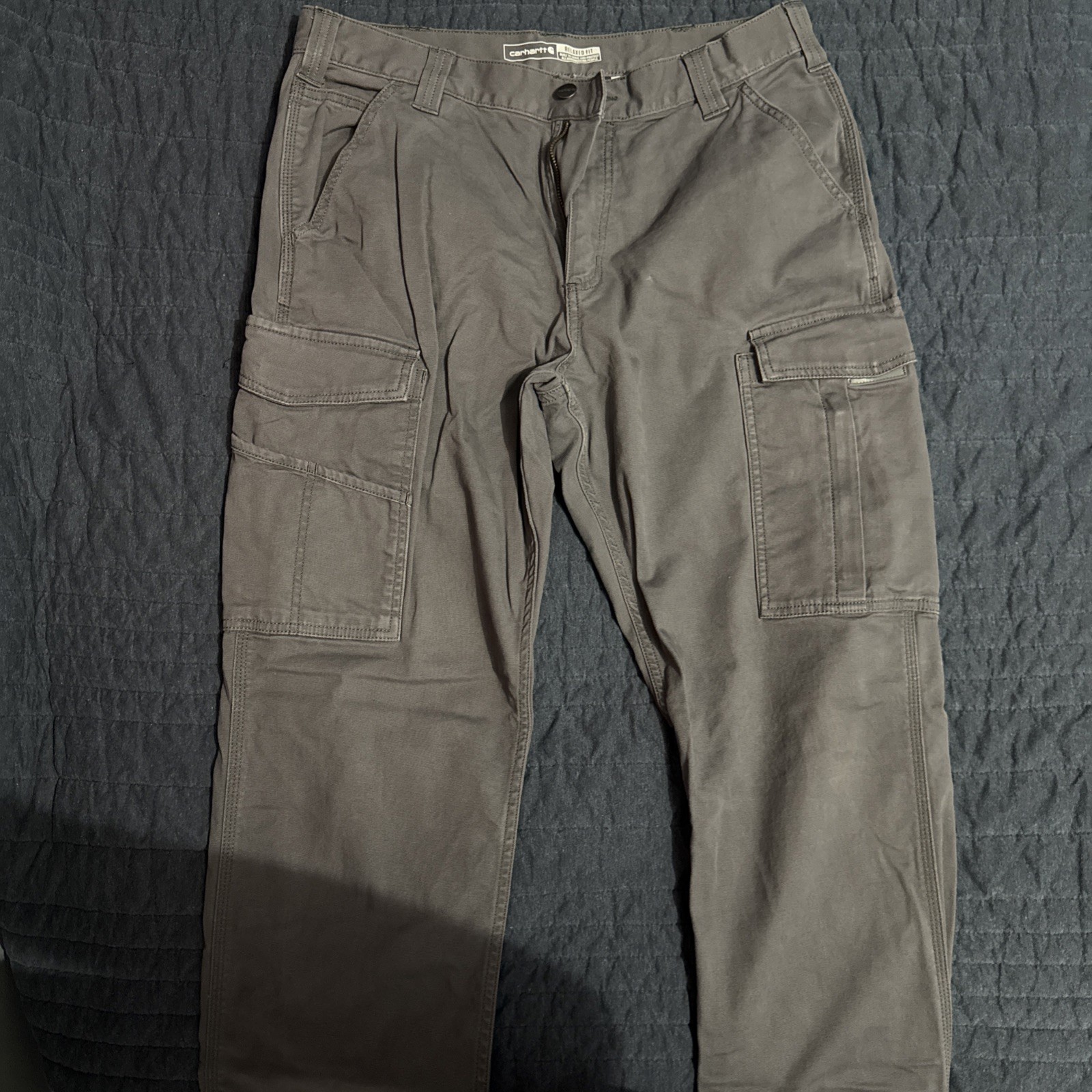 BRAND NEW Carhartt 34×32 Relaxed Fit Canvas Cargo Work Pants, Gray, 103574