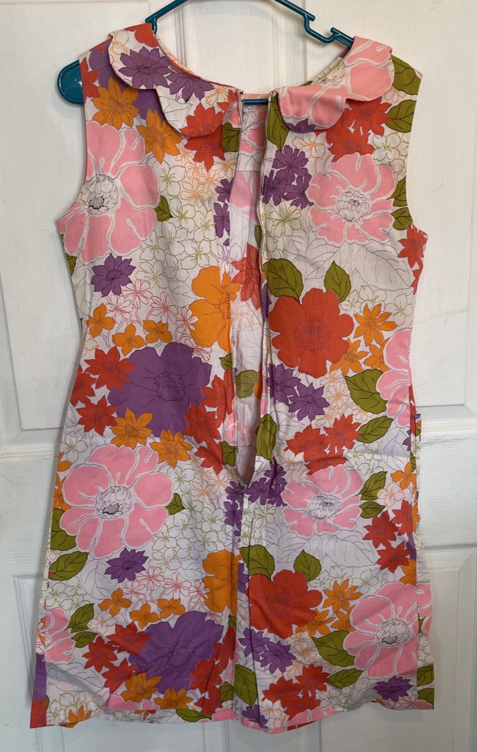 Vintage 1960s 70s Shaker Square Bill Sims Mod Floral Shift Dress Retro A Line