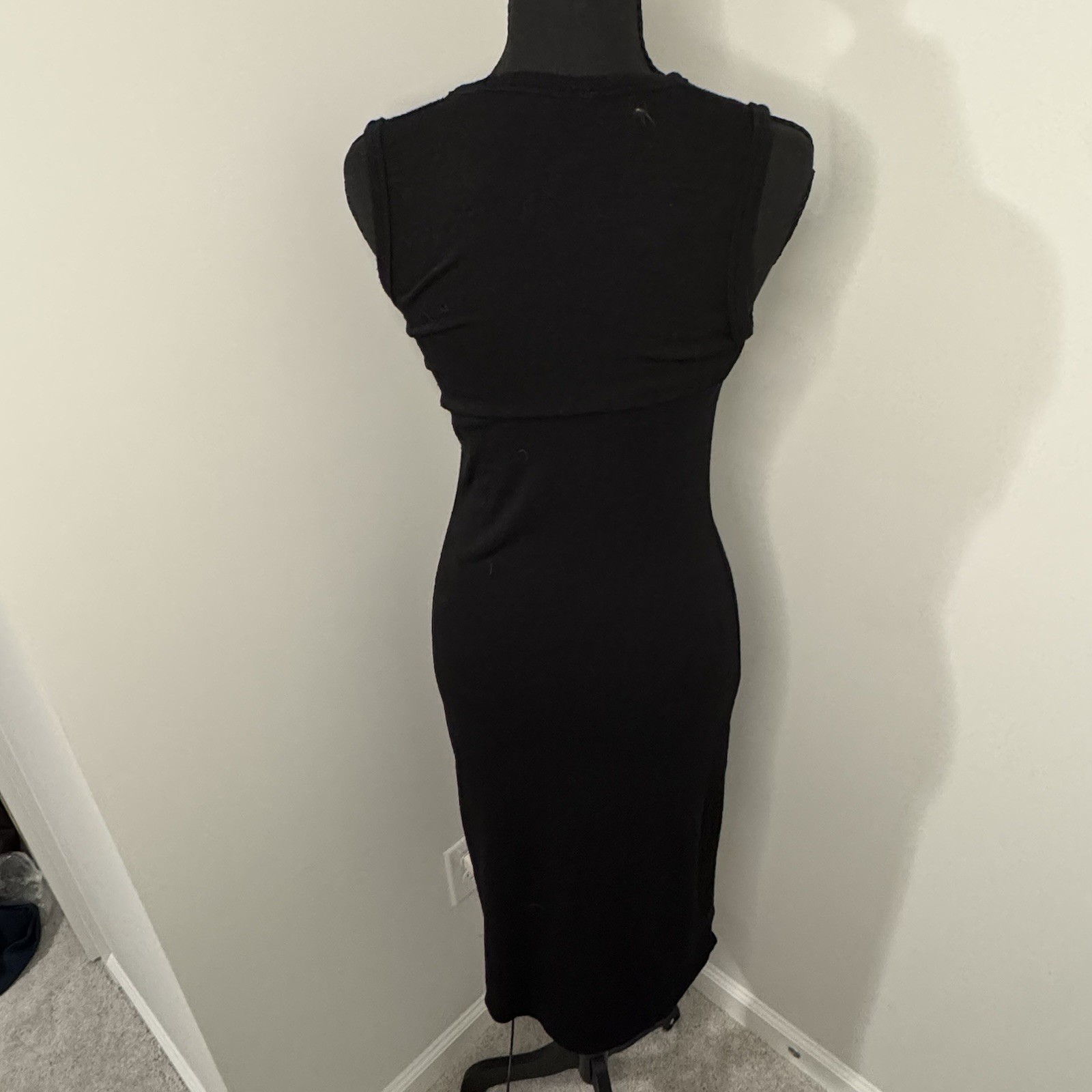 Wilfred Free Women’s Black Solid Scoop Neck Sleeveless Bodycon Midi Dress L