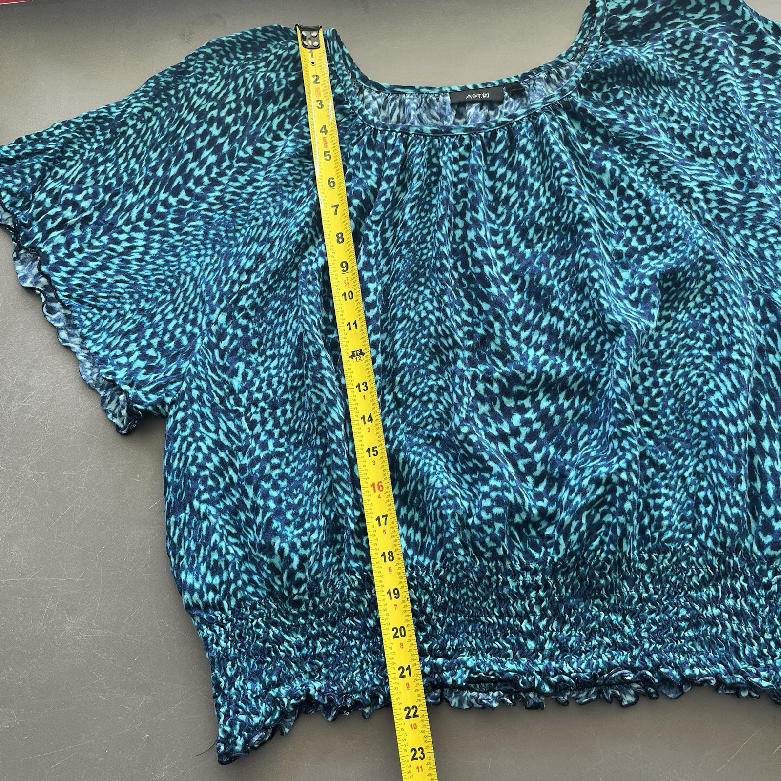 Women’s Apt 9 Size L Top Shirt Blouse Teal Green Flutter Sleeve Boho Casual