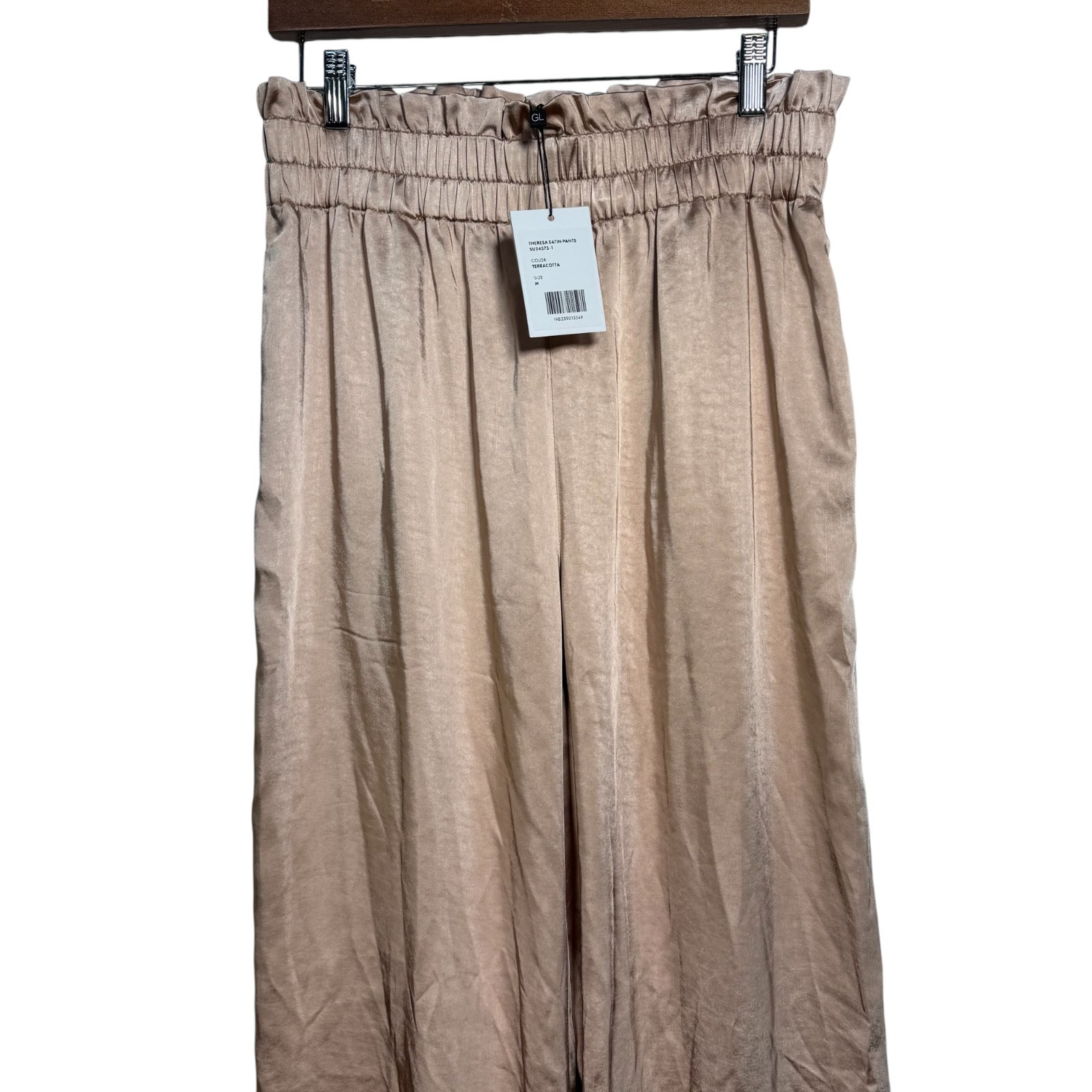 Generation Love Womens Terracotta Elastic Waist Theresa Satin Pants Size M NWT