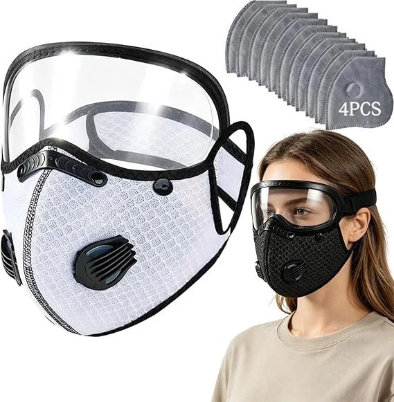 Reusable Carbon Filter Dust Mask with Adjustable Goggles, Anti-UV-5-Layer Filter