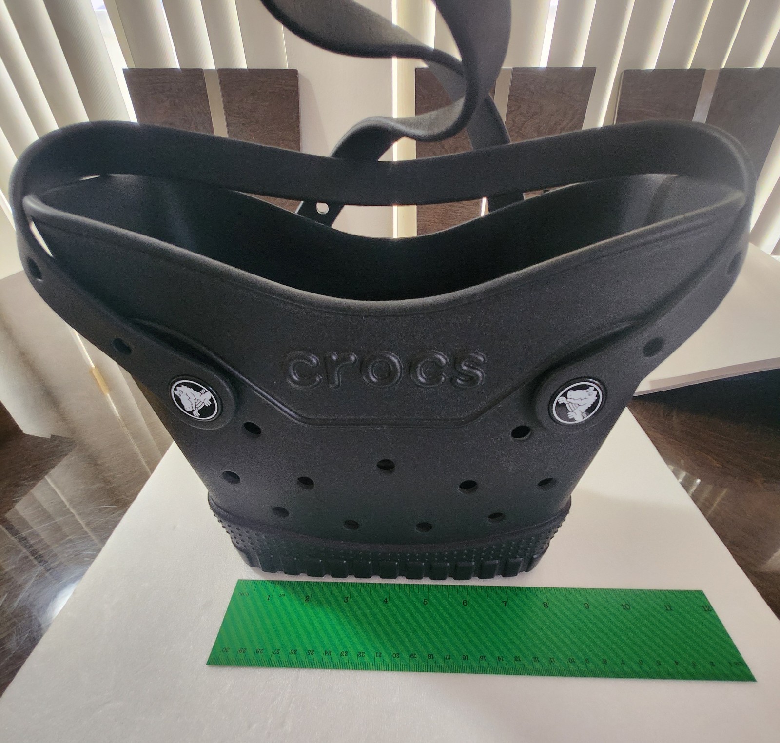 Crocs Black Tote Bag Logo Accent Lightweight Solid Shoulder Strap