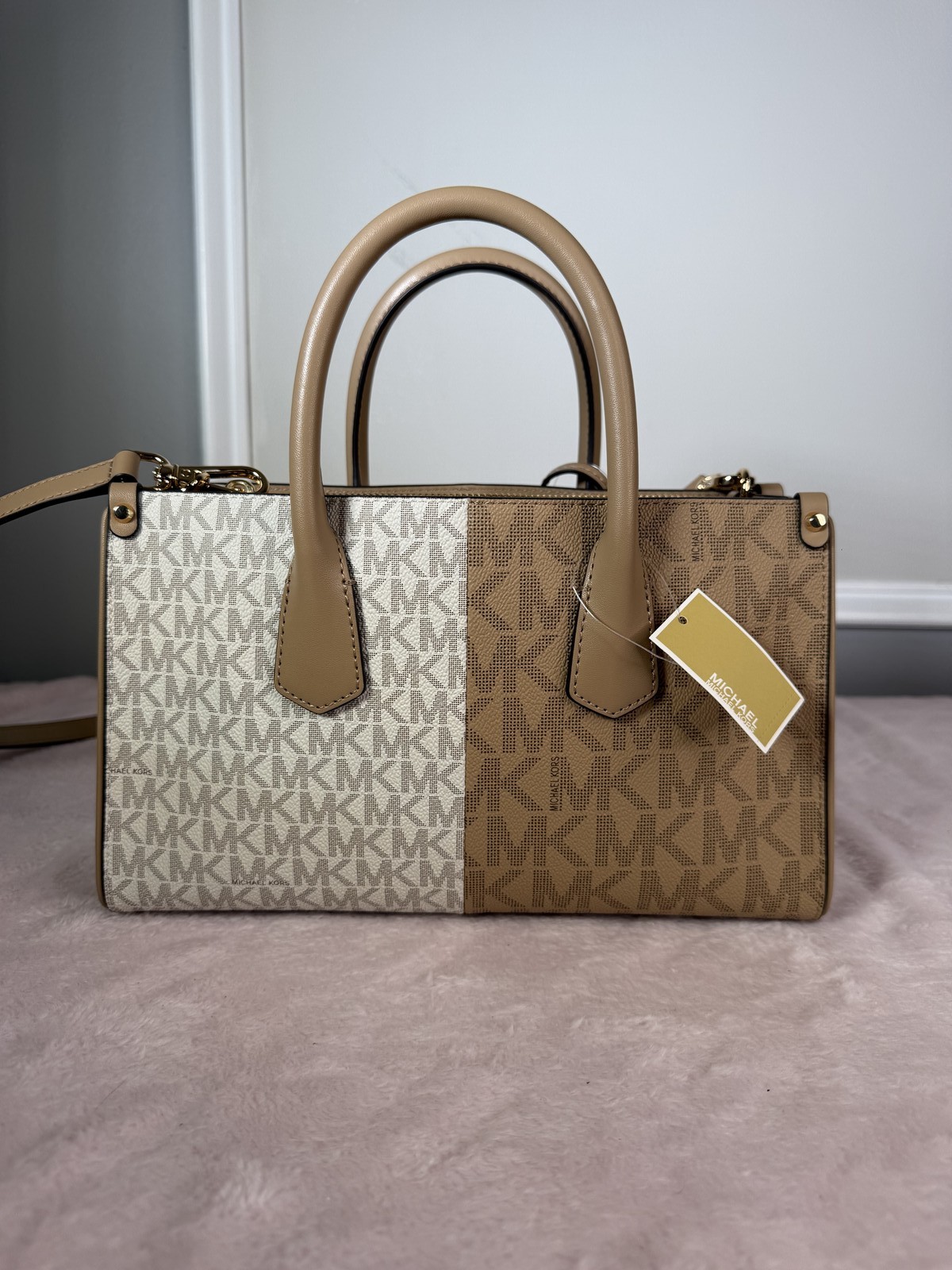 Michael Kors two-tone MK monogram satchel