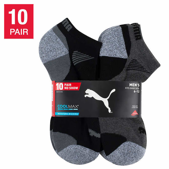 Puma Men’s No Show Low Cut Socks, 10 Pair White Or Black Select Size