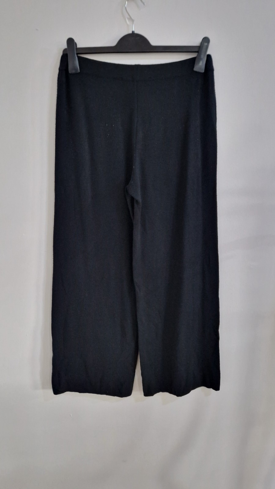 Philomena Christ Black Wide Leg Trousers Small Knitted Elasticated Stretch