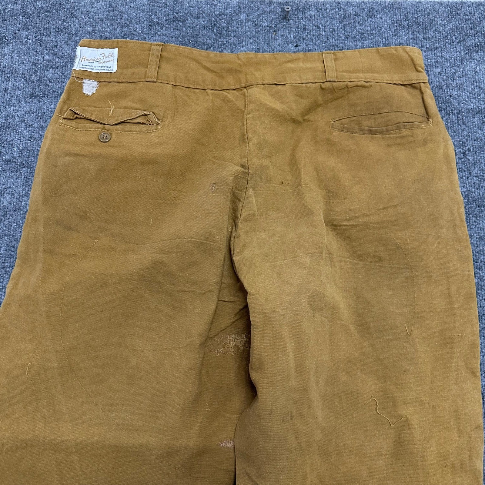 American Field Hunting Pants Mens Size 34 Brown Canvas Nylon Reinforced Vintage