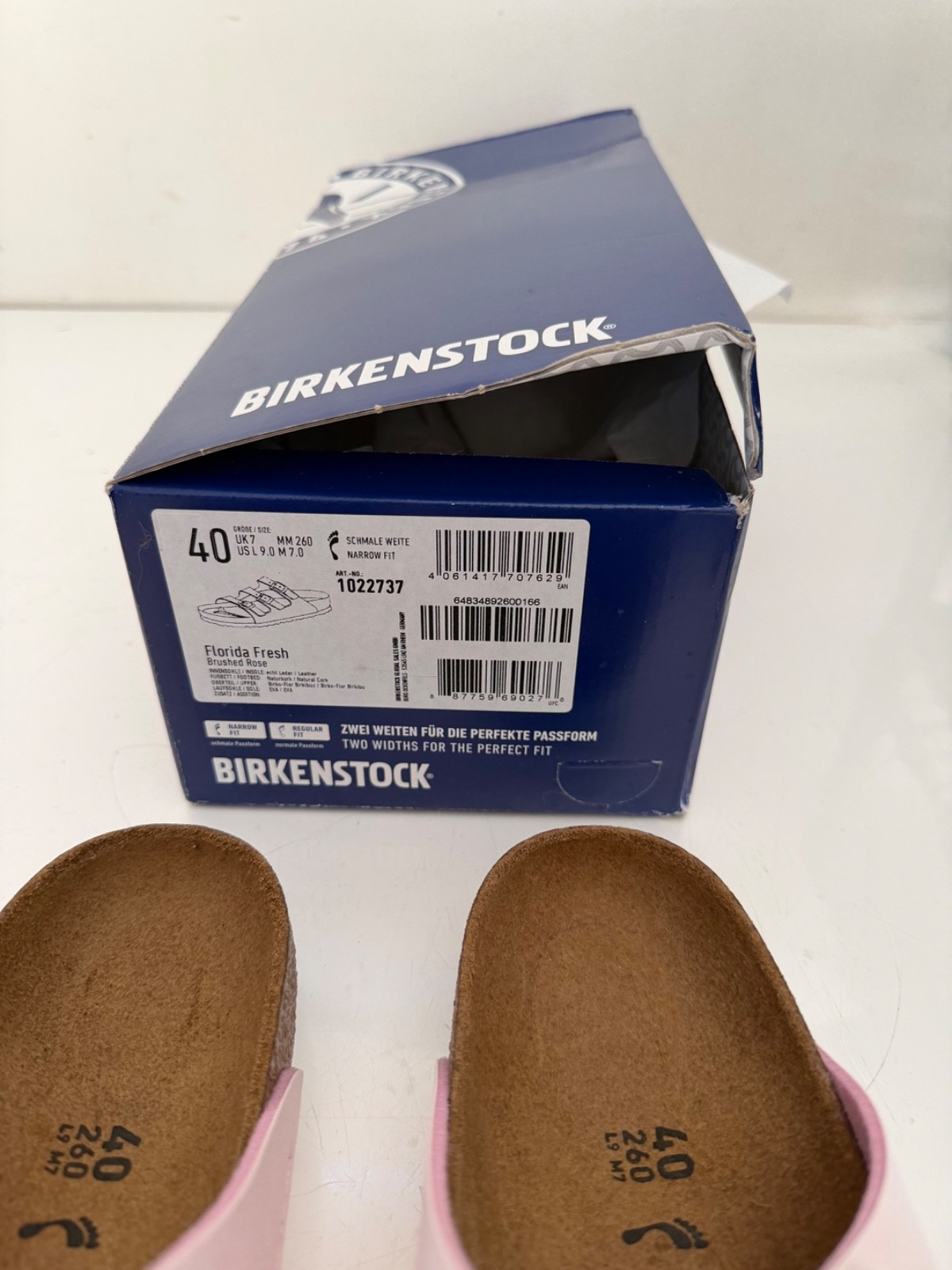 NEW BIRKENSTOCK FLORIDA FRESH BRUSHED ROSE SANDALS SIZE 40 U.S. 9
