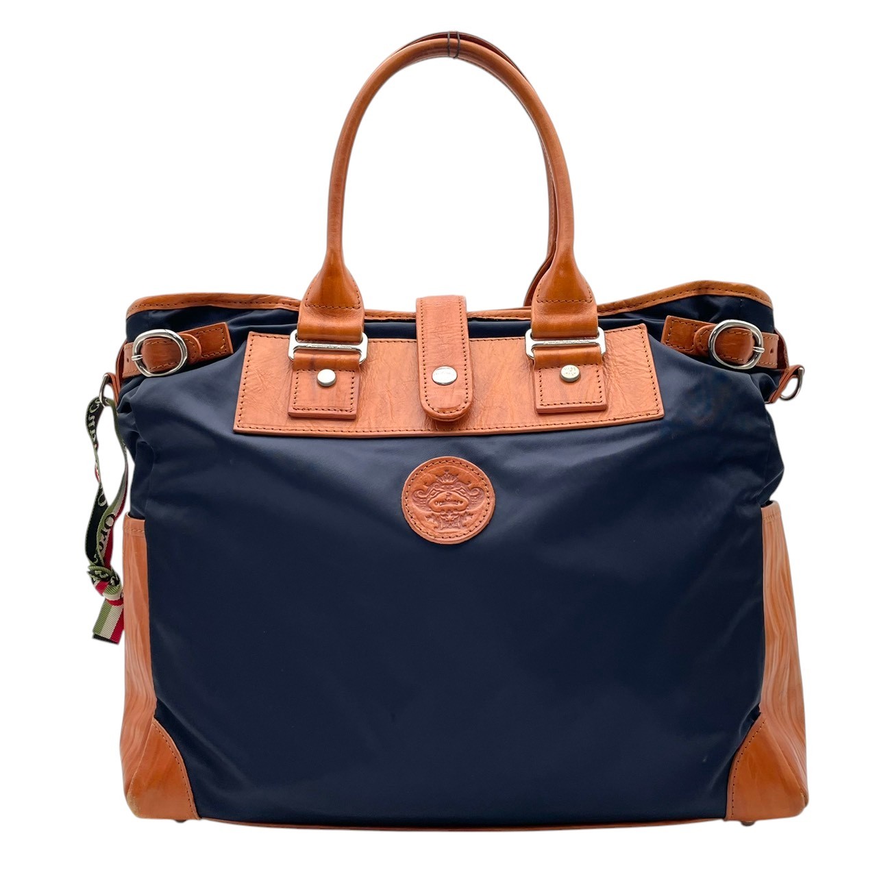 Authentic OROBIANCO WANDALA Tote Bag Business 2Way Shoulder Nylon Leather Navy