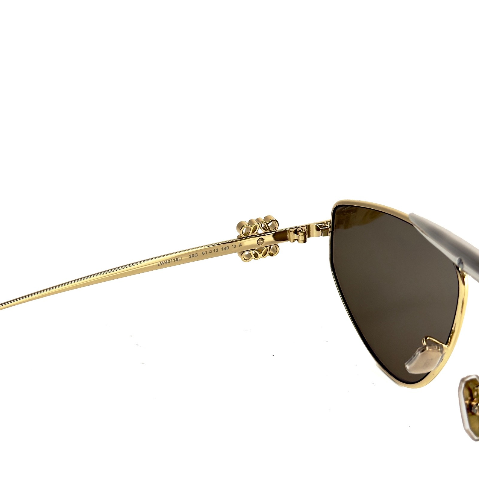 LOEWE LW40116U 40116 Metal 3D ANAGRAM Mask White Gold Mirrored Sunglass 25G