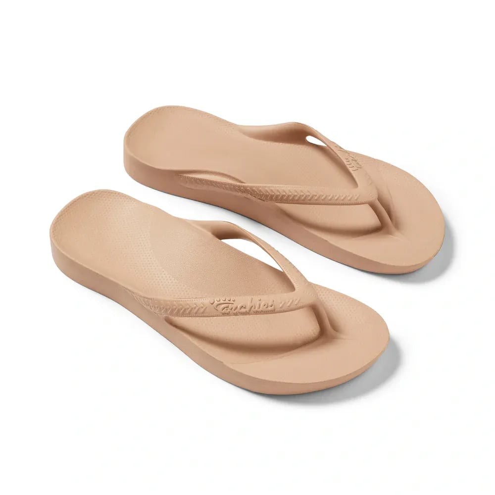 Archies Arch Support Classic Flip Flops in Tan