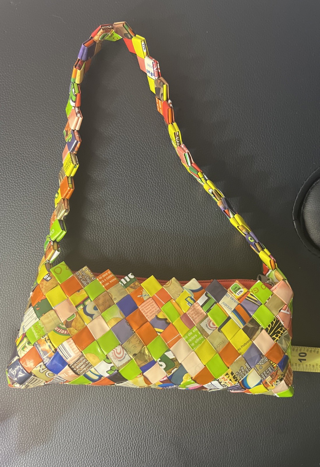 One Of A Kind Purse Shoulder Bag Up-Cycled From Candy/Gum Folded Wrappers