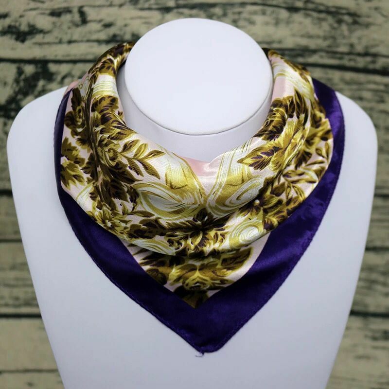 Women Elegant Square Silk Feel Satin Scarf Small Vintage Head Neck Hair Tie Band