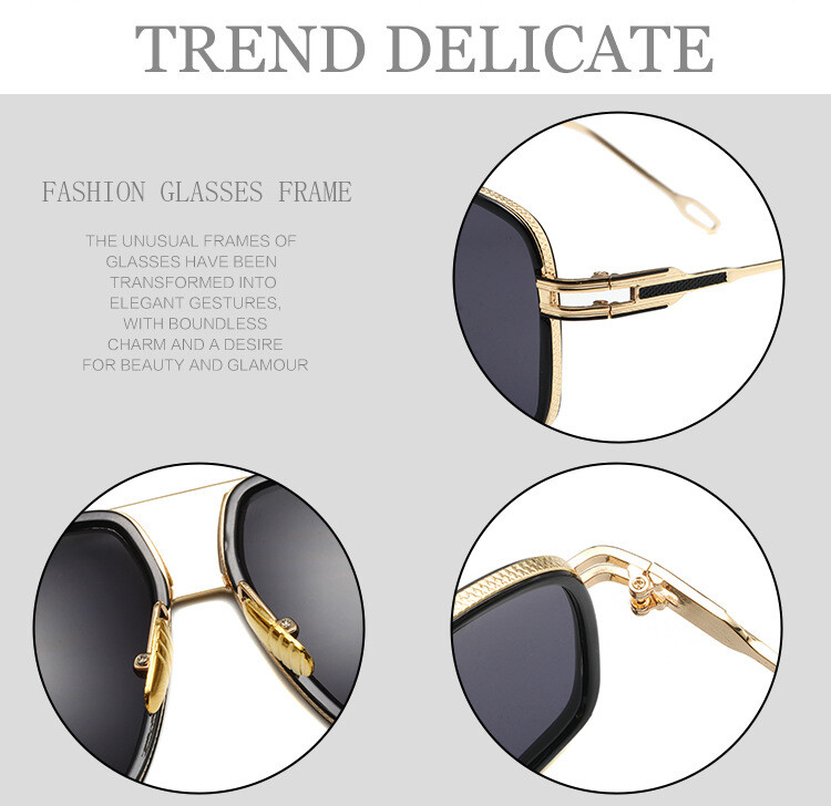 OVERSIZED Square Pilot Sunglasses Metal Bar Retro Mens Women Fashion Glasses US