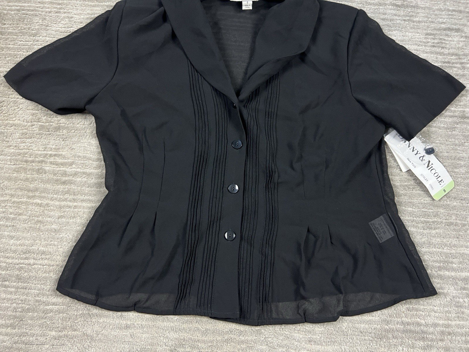 Danny & Nicole Top Womens 8 Black Padded Semi Sheer Padded Casual NWT