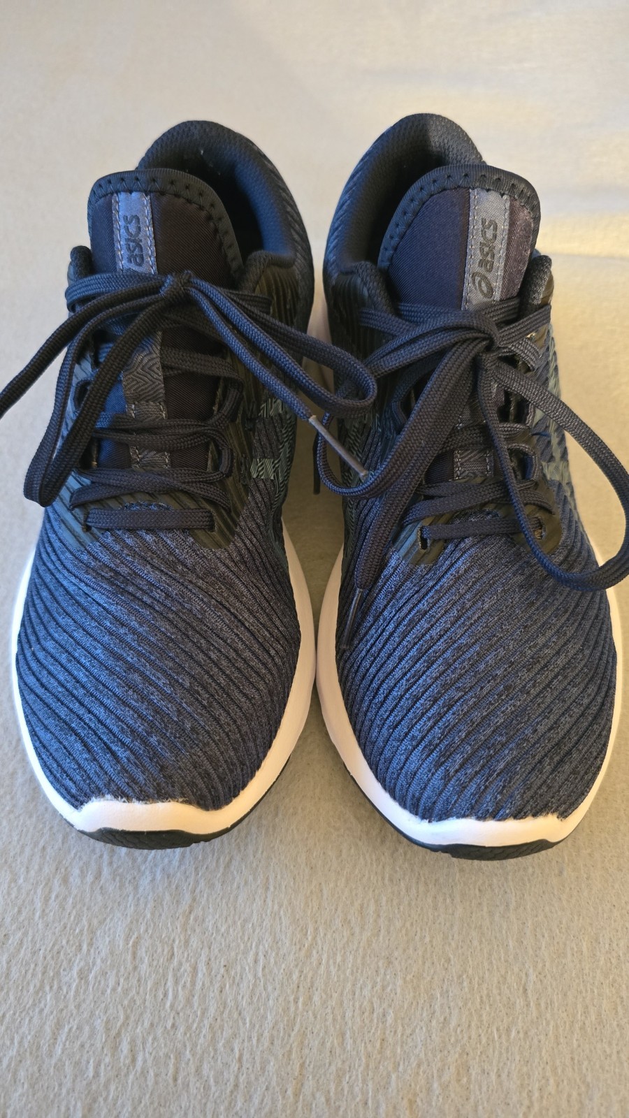 ASICS Navy White 1012A835 Synthetic Fiber Rubber Lace Up Low Sneakers