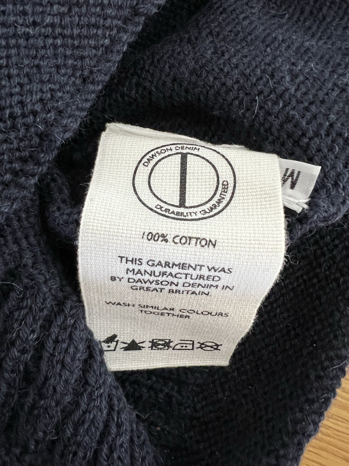 Dawson Denim Men’s Hand-Knit Gansy Cotton Sweater Navy Blue Size Medium