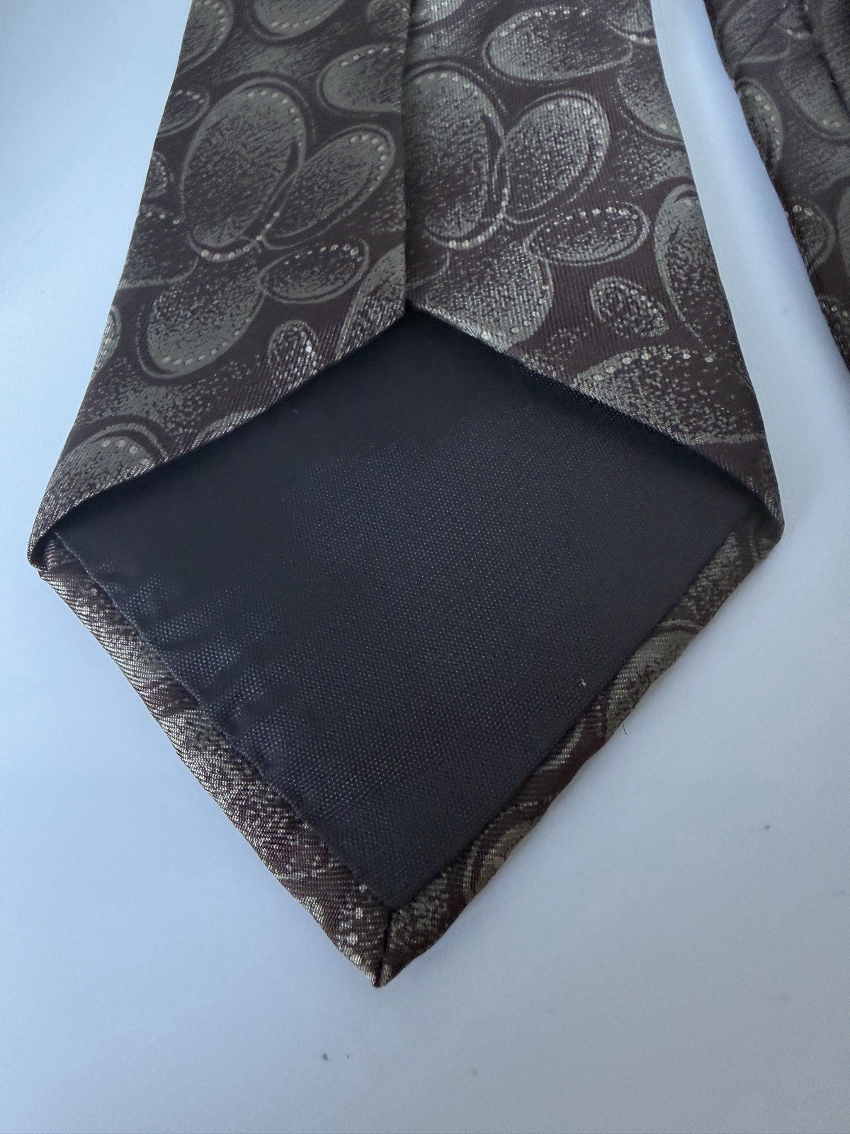 Vintage Fendi Roma Brown Abstract Pebble Silk Tie 90s Made in USA Wide Blade