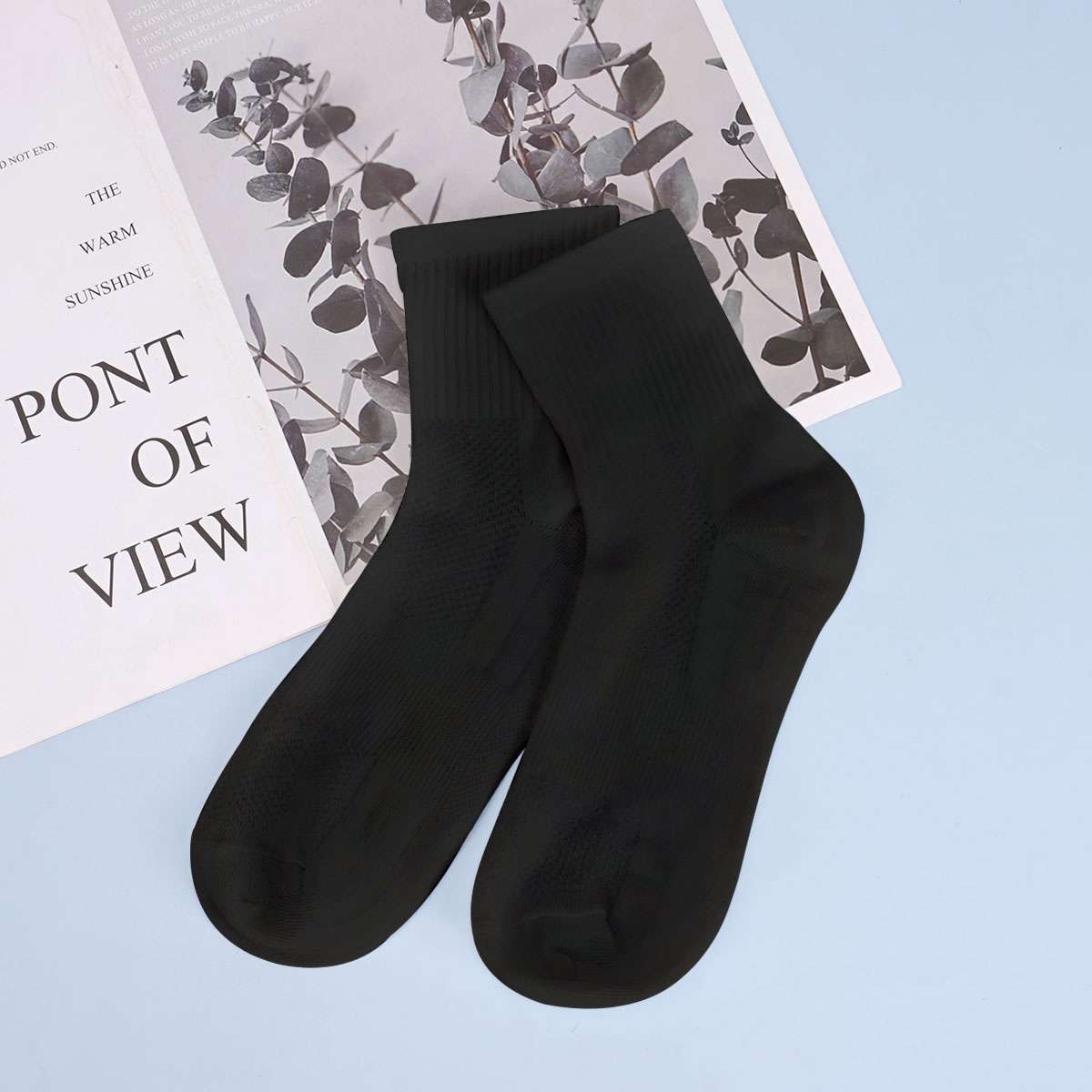 1/2/5 Pairs Mens Crew Socks for Work Sports Athletic Cotton Socks Size 5.5-11