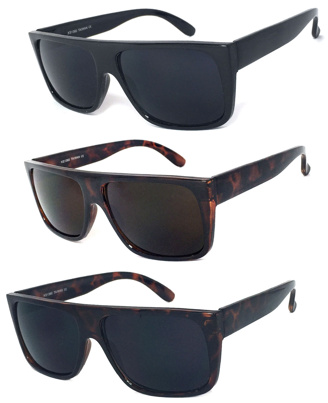 1, 2 or 3 Pair Retro Square Frame Sunglasses Men Women Flat Top Suepr Dark UV400