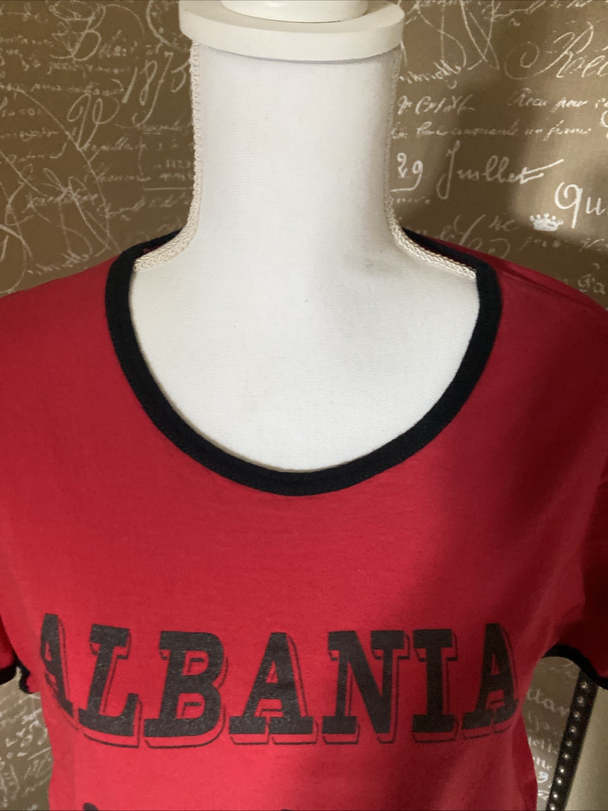 Albania Red Black Short Sleeve Crewneck T-Shirt Size L