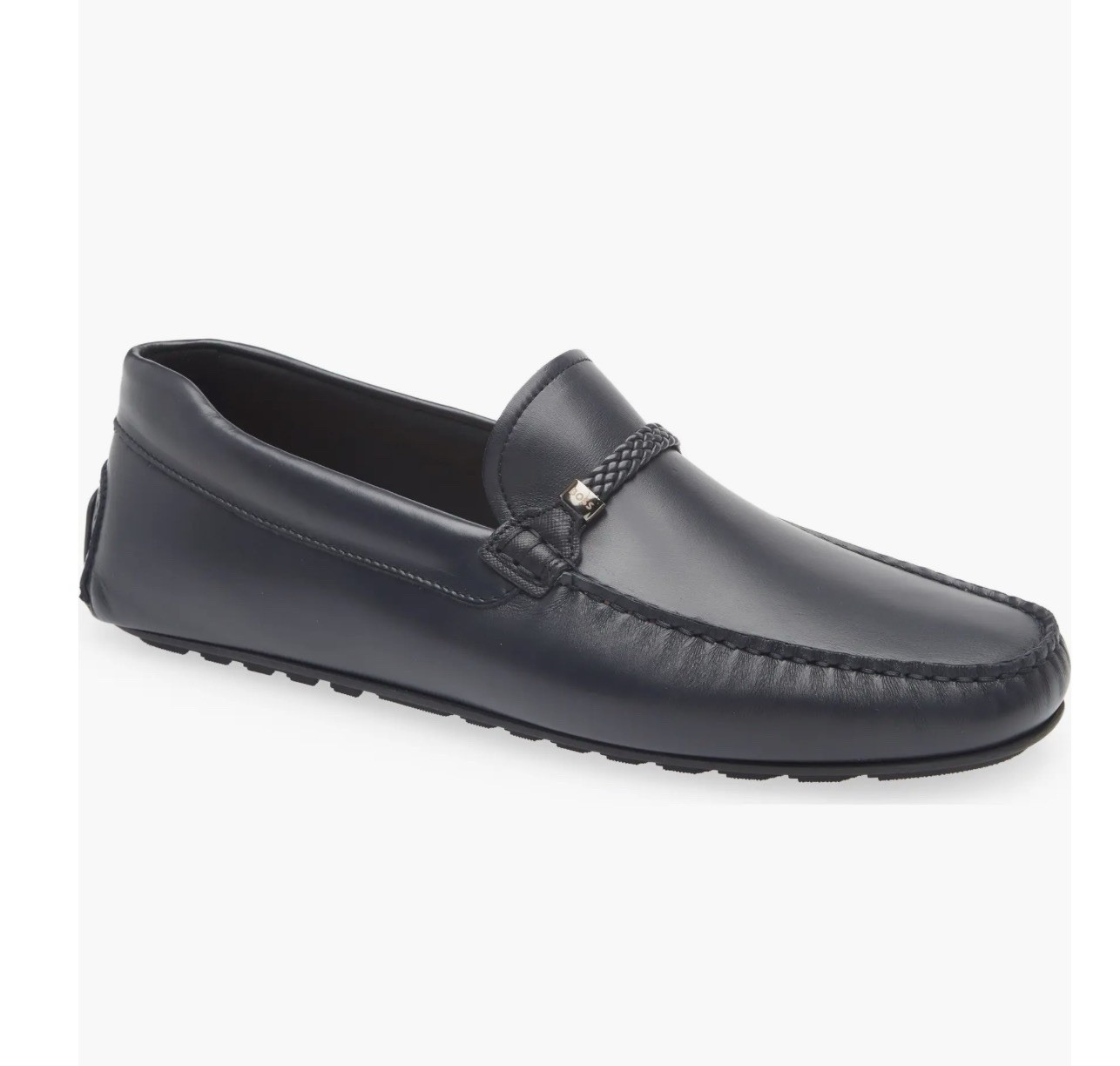 Hugo Boss Men’s Moccasins Navy Blue Leather In Size 42 Europe Made with Box New