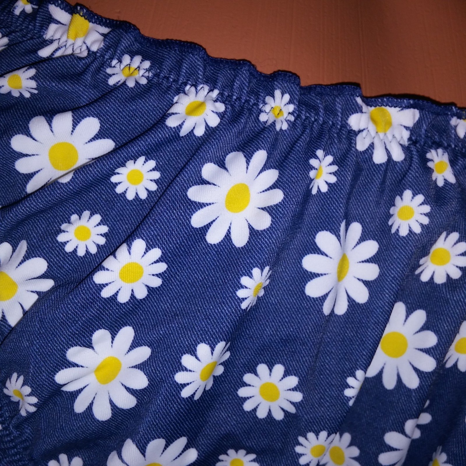 Victoria Secret PINK Swim Bikini Bottom Blue White Ruffle Cheeky Daisy Floral
