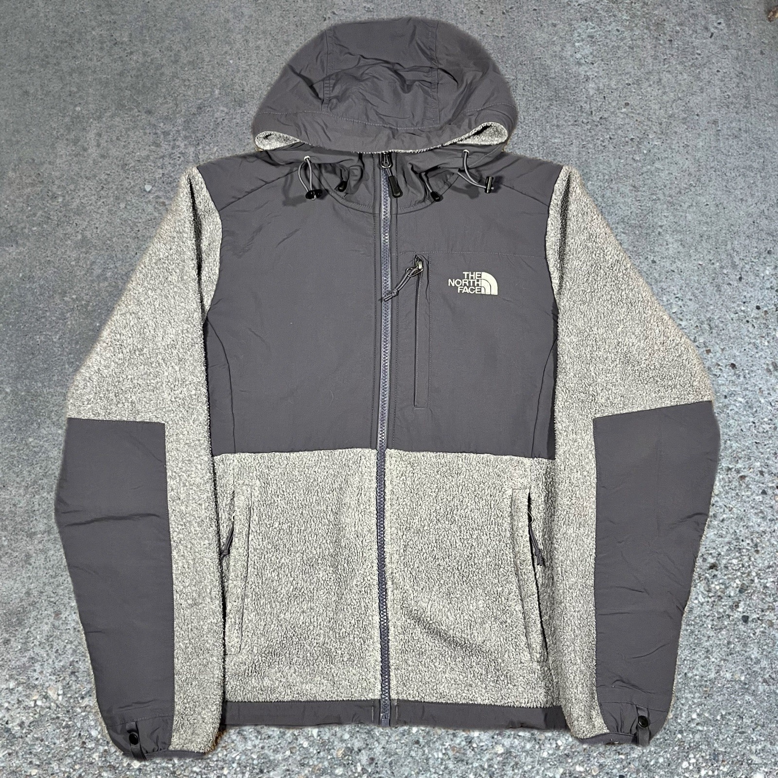 The North Face Jacket Womens Small Gray Denali Hooded Recycled Polartec Fleece