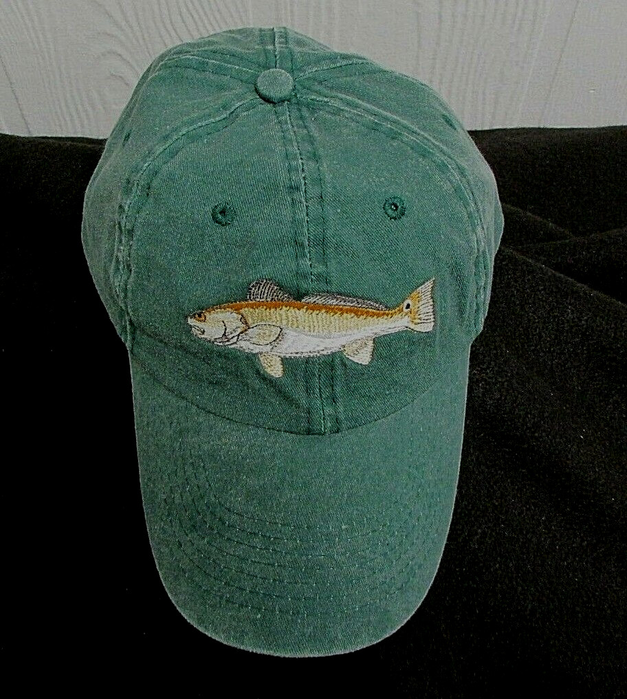REDFISH Sport Cap Fishing Hat Embroidered Fish Adjustable GREEN AG27