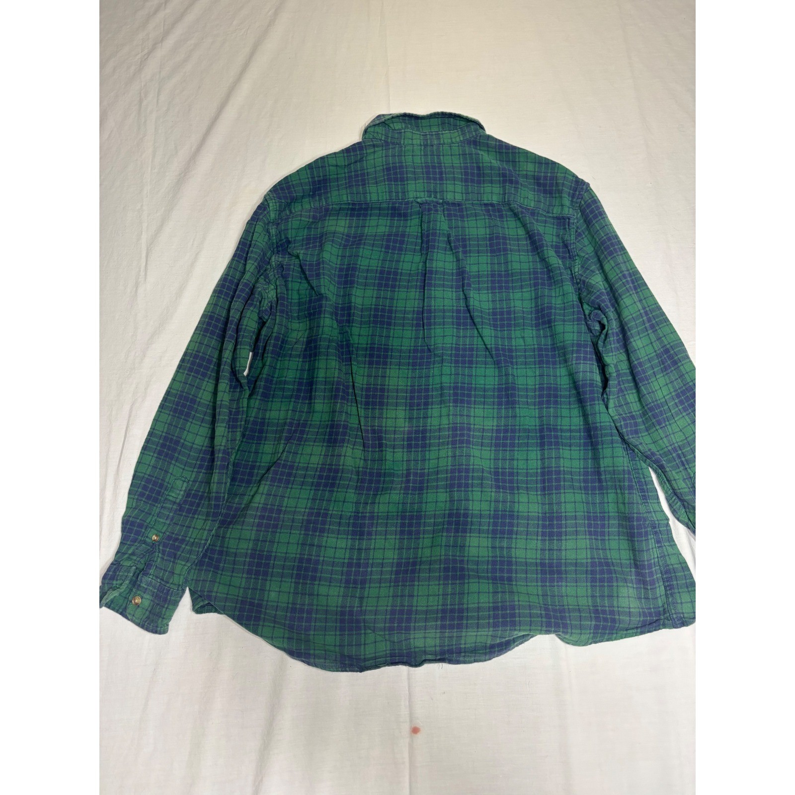 Chaps Mens XXL Brushed Flannel Shirt Green Navy Blue Plaid Long Sleeve Cotton