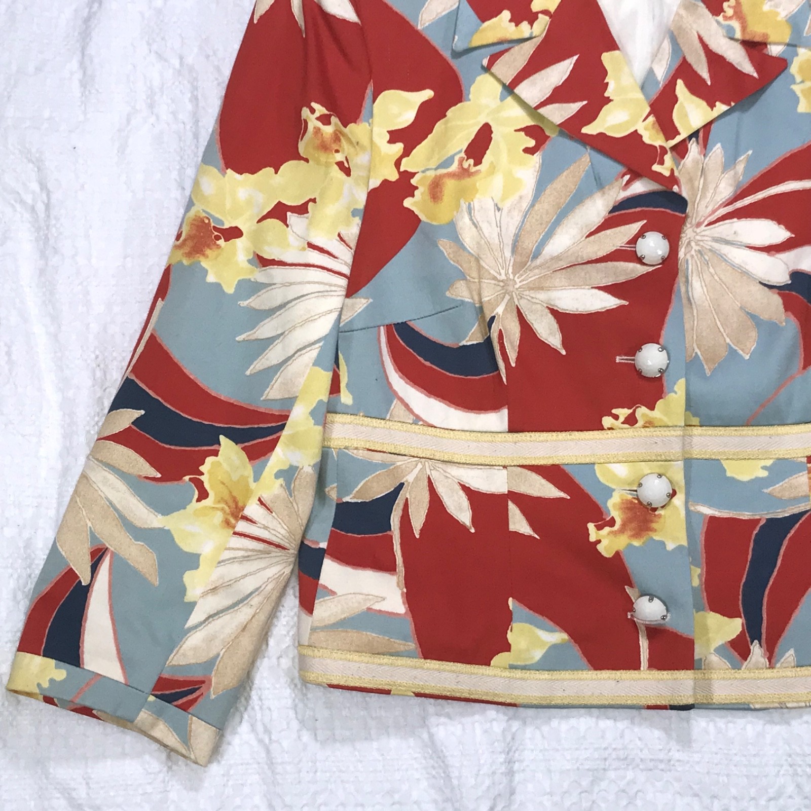 Harve Benard Womens Sz 10 Bight Spring Floral Print Cotton Stretch Blazer