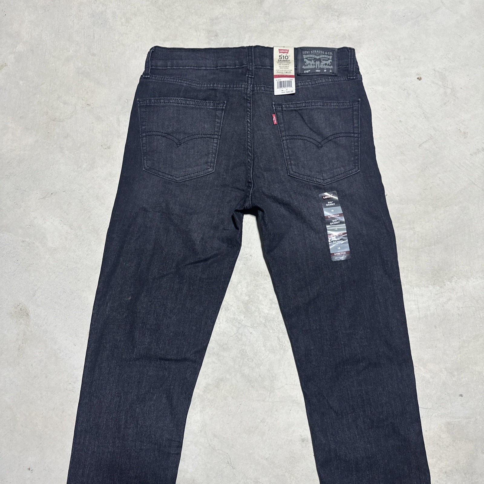 NWT LEVI’S 510 PERFORMANCE SKINNY JEANS YOUTH SZ 18 SZ 29×31 BLACK Boys Stretch