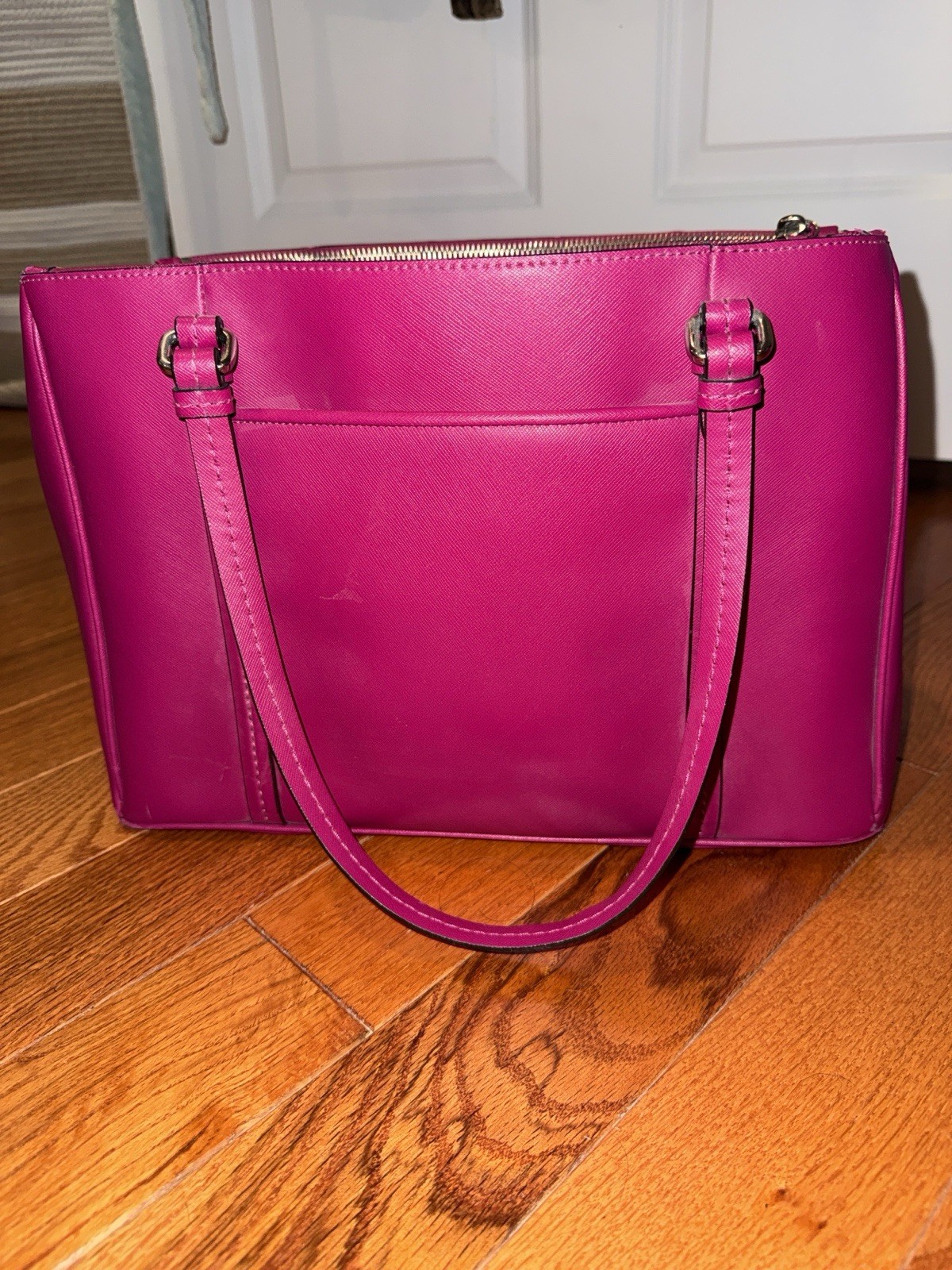 Coach Magenta Peyton Leather Jordan Double Zip Carryall (style number F25669)